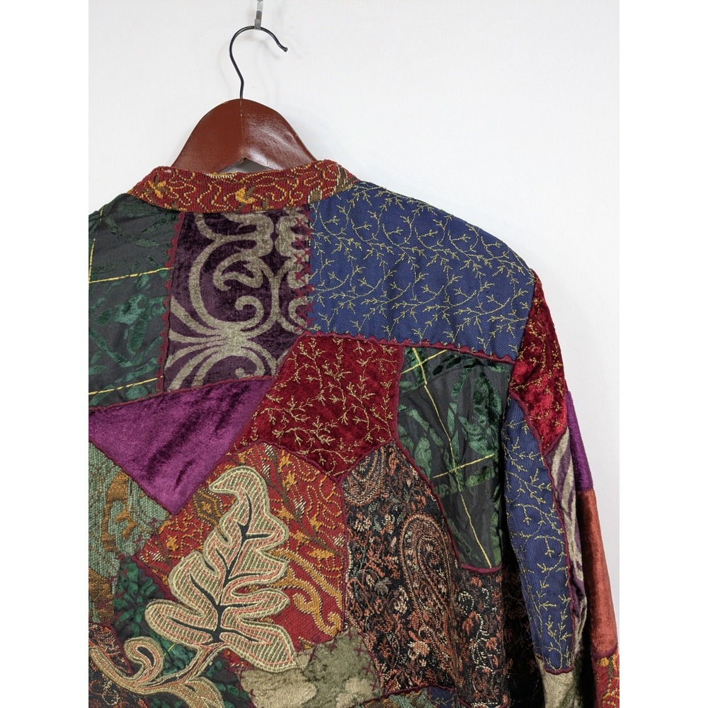 Textured Patchwork Velvet Jacket - Multi - Picture 9 of 11